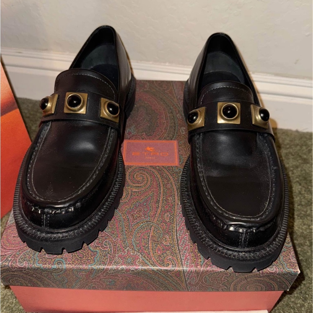 Etro Leather Black Loafers Brand New - Picture 5 of 8